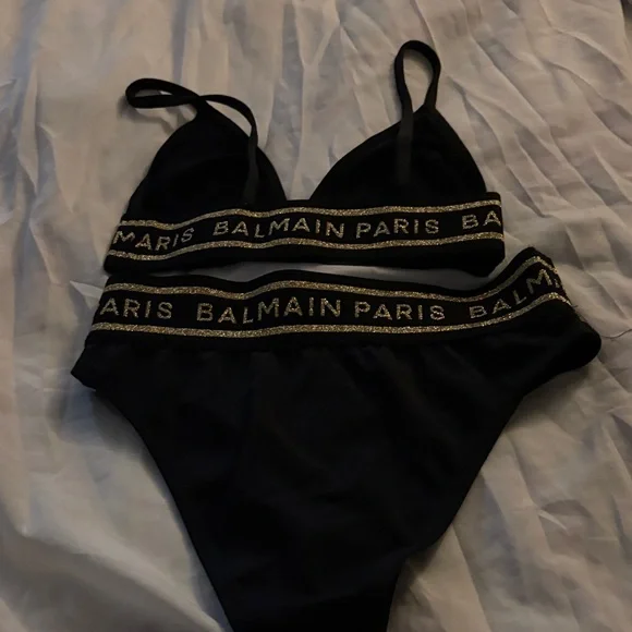 Balmain Paris Black & Gold Bralette bath suit size 36 - Picture 4 of 6